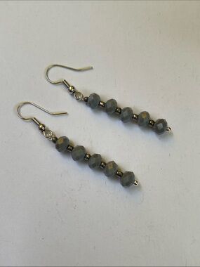 Good Vibes Only Gray Beaded Dangle Earrings!